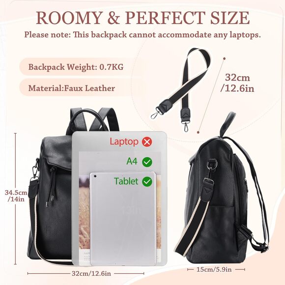 1789 Backpack Purse Faux Leather Anti-Theft Backpack With Detachable